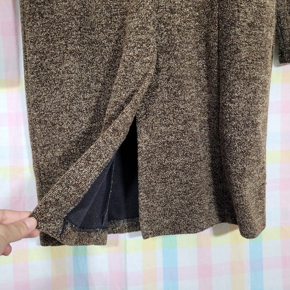 Vintage 90s tapestry coat CLIO brown textured fabric lightweight jacket - Picture 7 of 9